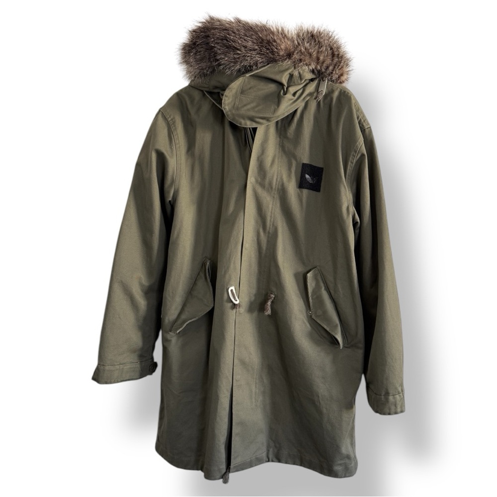 Rare Adidas Originals Fishtail 2 in 1 Fur Trimmed Hood Parka size Medium - Picture 2 of 9
